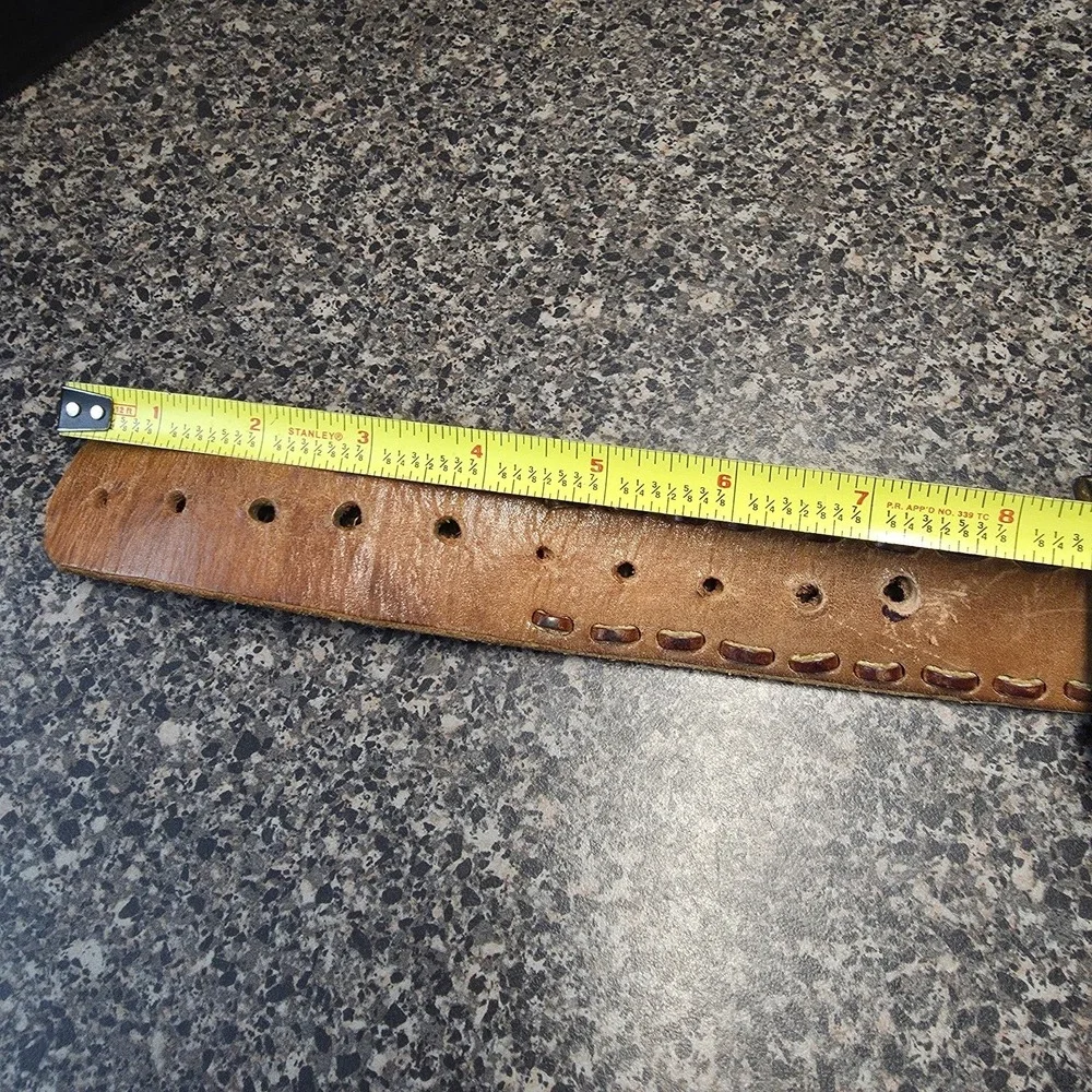 Knights of Columbus 1979 Leather Belt Men's 42 Brown Hand Stitched‎ Vintage